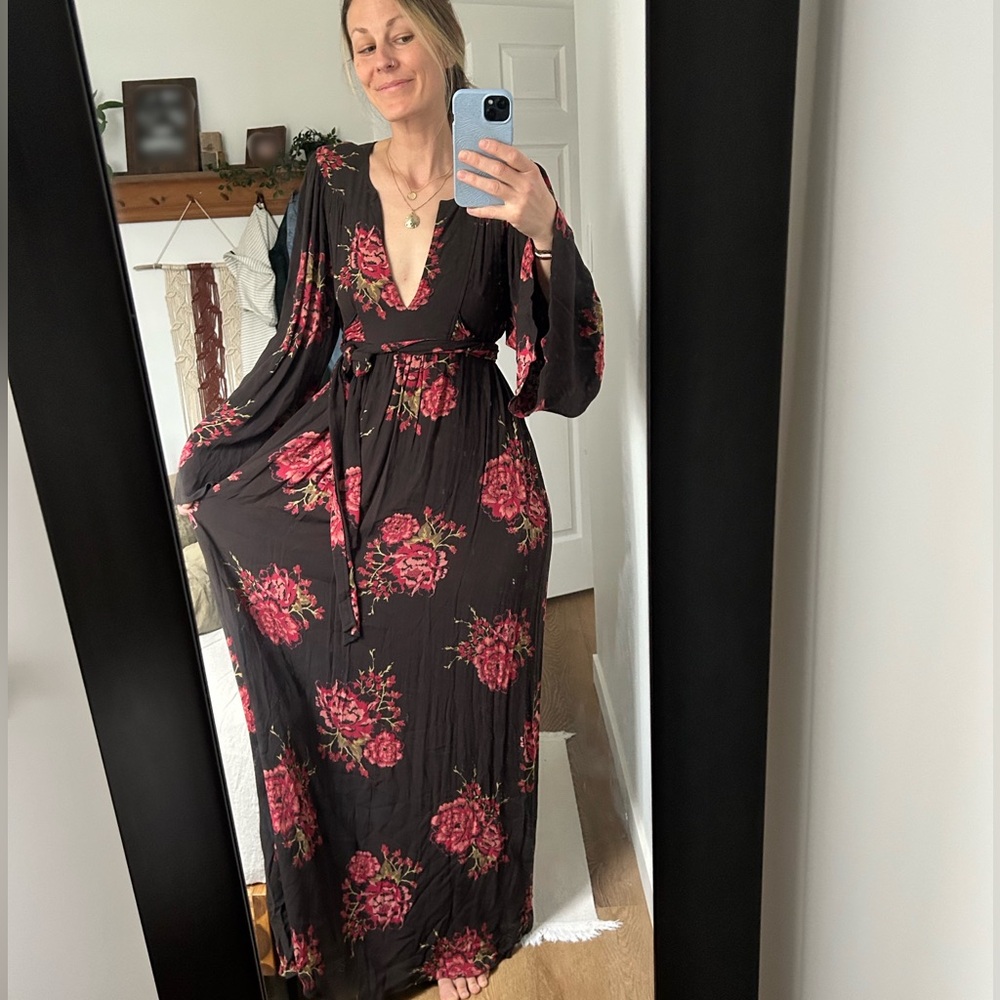Free People Black and Red Floral Maxi Dress - Picture 6 of 8